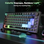TECKNET RGB Gaming Keyboard, 83 Keys Wired Keyboard with Volumn Knob, 75% Pecent USB Keyboards with 26 Keys Anti-Ghosting, Compact Silent Keyboard,Computer Keyboard IP32 Water&Dust Resistant for Gamer