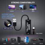 Papeaso 4K HDMI to USB capture card, Full HD 1080p video capture device, HDMI Video Game Capture for Editing Video/Games/Streaming/Online Teaching(Black)