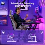 ODK Gaming Desk with LED Lights & Power Outlets, 100CM Computer Desk with Monitor Stand, Corner Desk with Hook & Storage, L Shaped Gaming Desk Carbon Fiber Black