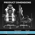 GTPLAYER Gaming Chair, Massage Computer Chairs with Footrest, Headrest and Lumbar Support Height Adjustable Ergonomic 360°-Swivel PC Chair White