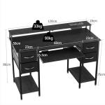 BEXEVUE 120x50 Office Desk with LED & Power Outlets, Computer Desk with Keyboard Tray, Modern Gaming Desk with 4 Removable Drawers, Large Storage Shelf Workstation for Study, Home Office, Black