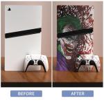 playvital Full Set Skin Stickers for ps5 Pro Console Digital & Disc, Vinyl Decal Wrap Accessories for ps5 Controller & Headset & Charging Station & Media Remote, Clown Hahaha