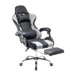 Panana Gaming Racing Desk Chair Adjustable Hight Swivel Chair with Lumbar and Head Pillow (Grey)