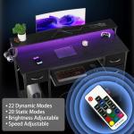 BEXEVUE 120x50 Office Desk with LED & Power Outlets, Computer Desk with Keyboard Tray, Modern Gaming Desk with 4 Removable Drawers, Large Storage Shelf Workstation for Study, Home Office, Black