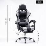Panana Gaming Racing Desk Chair Adjustable Hight Swivel Chair with Lumbar and Head Pillow (Grey)