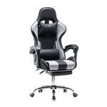 Panana Gaming Racing Desk Chair Adjustable Hight Swivel Chair with Lumbar and Head Pillow (Grey)