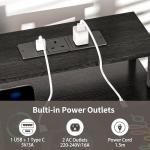 BEXEVUE 120x50 Office Desk with LED & Power Outlets, Computer Desk with Keyboard Tray, Modern Gaming Desk with 4 Removable Drawers, Large Storage Shelf Workstation for Study, Home Office, Black