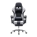 Panana Gaming Racing Desk Chair Adjustable Hight Swivel Chair with Lumbar and Head Pillow (Grey)