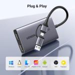 UGREEN Video Capture Card HDMI to USB C Streaming Device 2K@30Hz 1080P@60fps Game Record 4K Passthrough Loop-out Compatible for Quest 3/3s PS5 PS4 Xbox Series X Switch iPad DSLR Camera Mac Laptop PC