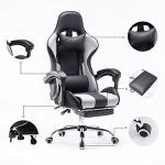 Panana Gaming Racing Desk Chair Adjustable Hight Swivel Chair with Lumbar and Head Pillow (Grey)