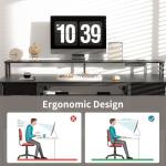 BEXEVUE 120x50 Office Desk with LED & Power Outlets, Computer Desk with Keyboard Tray, Modern Gaming Desk with 4 Removable Drawers, Large Storage Shelf Workstation for Study, Home Office, Black