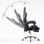 Panana Gaming Racing Desk Chair Adjustable Hight Swivel Chair with Lumbar and Head Pillow (Grey)