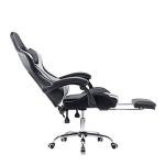Panana Gaming Racing Desk Chair Adjustable Hight Swivel Chair with Lumbar and Head Pillow (Grey)