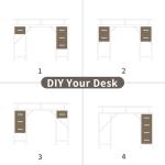 BEXEVUE 120x50 Office Desk with LED & Power Outlets, Computer Desk with Keyboard Tray, Modern Gaming Desk with 4 Removable Drawers, Large Storage Shelf Workstation for Study, Home Office, Black