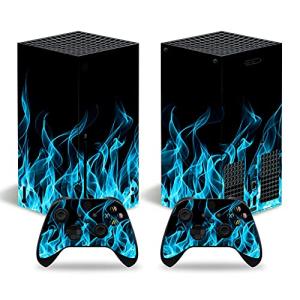 Mcbazel Pattern Series Vinyl Skin Sticker for Xbox Series X Console & Controller Protect Cover Decal Skin - Blue Flame