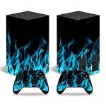 Mcbazel Pattern Series Vinyl Skin Sticker for Xbox Series X Console & Controller Protect Cover Decal Skin - Blue Flame
