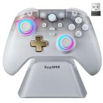 EasySMX D05 Wireless Gaming Controller with Charging Dock for PC/Switch/iOS/Android, Hall Effect Joystick & Triggers, 2 Programmable Back Buttons, 1000Hz Polling Rate, Adjustable RGB Lighting-White