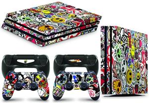 giZmoZ n gadgetZ PS4 PRO Console STICKERBOMB Skin Decal Vinal Sticker + 2 Controller Skins Set