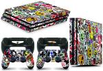 giZmoZ n gadgetZ PS4 PRO Console STICKERBOMB Skin Decal Vinal Sticker + 2 Controller Skins Set