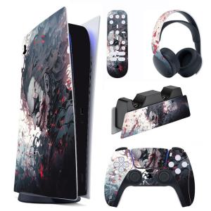 playvital Full Set Skin Decal for ps5 Console Digital Edition, Sticker Vinyl Decal Cover for ps5 Controller & Charging Station & Headset & Media Remote - Killing Clown