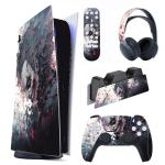 playvital Full Set Skin Decal for ps5 Console Digital Edition, Sticker Vinyl Decal Cover for ps5 Controller & Charging Station & Headset & Media Remote - Killing Clown