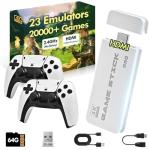 2026 Game Stick 4k 40,000 Games, Retro Gaming Console with Built-in 23 Emulators, HDMI Output, 64G TF Card, 2 Wireless Controllers, Plug and Play