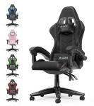 bigzzia Ergonomic Gaming Chair - Gamer Chairs with Lumbar Cushion + Headrest, Height-Adjustable Office & Computer Chair for Adults (without footrest, Black)