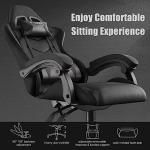 bigzzia Ergonomic Gaming Chair - Gamer Chairs with Lumbar Cushion + Headrest, Height-Adjustable Office & Computer Chair for Adults (without footrest, Black)