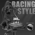 bigzzia Ergonomic Gaming Chair - Gamer Chairs with Lumbar Cushion + Headrest, Height-Adjustable Office & Computer Chair for Adults (without footrest, Black)