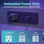 BEXEVUE LED Computer Desk with Power Outlets - 120x50cm Gaming Desk Large Storage Shelf, Reversible Gamer Writing Table with Drawer Side Pocket Bag, 2 Hooks Workstation for Study Play Work Home Office