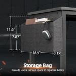 BEXEVUE LED Computer Desk with Power Outlets - 120x50cm Gaming Desk Large Storage Shelf, Reversible Gamer Writing Table with Drawer Side Pocket Bag, 2 Hooks Workstation for Study Play Work Home Office