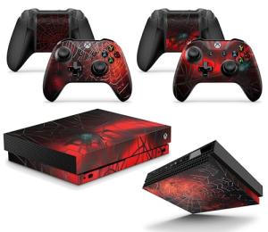 GNG Spider Console Skin Decal Sticker + 2 x Controller Skins & console compatible with XBOX ONE X