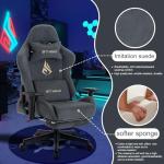 Symino Gaming Chair, Computer Chair with Footrest, Headrest and Lumbar Support, Ergonomic PC Chair, Height Adjustable Rotating Task Chairs, Gray