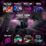 Minifire 27 Inch Curved Gaming Monitor 160Hz, FHD 1920x1080, PC Screen with VA Panel 1500R, 1Ms GtG, sRGB130%, Computer Screen, VESA Compatible, Eye Care Adaptive Sync HDMI＆DP Prots (MFG27C1L)