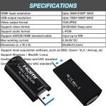 AMZHRLY 4K HDMI to USB 3.0 Video Capture Card 1080P 60FPS Cam Link Card Game Capture Card Adapter Screen Record Capture Device for Streaming, Gaming, Video Conference, Teaching, Live Broadcasting