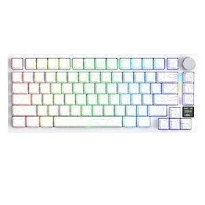 ATTACK SHARK X820 Ultra Wireless Mechanical Keyboard with TFT Smart Display & Knob, 75% Hot Swappable Gaming Keyboard, BT/2.4G/Wired, RGB South Facing LED, PBT Keycaps (White Contours - Shark Switch)