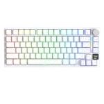 ATTACK SHARK X820 Ultra Wireless Mechanical Keyboard with TFT Smart Display & Knob, 75% Hot Swappable Gaming Keyboard, BT/2.4G/Wired, RGB South Facing LED, PBT Keycaps (White Contours - Shark Switch)