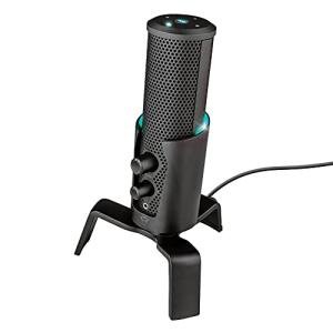 Trust Gaming GXT 258 Fyru Streaming Microphone, 4 Recording Patterns, Gaming Mic with LED Lighting, USB Microphone for Podcast, Vlogging, Music Recording, ASMR, PC, Laptop, PS4, PS5 - Black