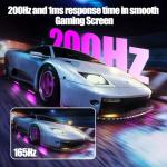 Gawfolk 24 Inch Gaming Monitor, 200hz Computer Monitor, FHD 1080P PC Monitors, 24.5" Frameless Monitors VA,sRGB 100%, DisplayPort, HDMI,Eye Care, Wall-Mounted 75 * 75mm Compatible