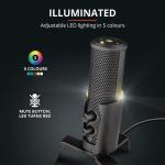 Trust Gaming GXT 258 Fyru Streaming Microphone, 4 Recording Patterns, Gaming Mic with LED Lighting, USB Microphone for Podcast, Vlogging, Music Recording, ASMR, PC, Laptop, PS4, PS5 - Black