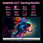 Gawfolk 24 Inch Gaming Monitor, 200hz Computer Monitor, FHD 1080P PC Monitors, 24.5" Frameless Monitors VA,sRGB 100%, DisplayPort, HDMI,Eye Care, Wall-Mounted 75 * 75mm Compatible