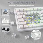 ATTACK SHARK X820 Ultra Wireless Mechanical Keyboard with TFT Smart Display & Knob, 75% Hot Swappable Gaming Keyboard, BT/2.4G/Wired, RGB South Facing LED, PBT Keycaps (White Contours - Shark Switch)