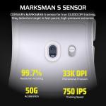 Corsair SABRE v2 PRO Ultralight FPS Wireless Gaming Mouse – 33,000 DPI, 36g Weight, 8,000Hz Hyper-Polling, Mechanical Switches, Up to 70-Hour Wireless Battery Life, Web Hub – White