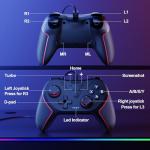 RivalPlay PC Controller Wired Game Controller for PC, Windows 11, 10, 7 & 8 with Paddles, 3-Level Vibration, Mappable Buttons & Textured Grips Black