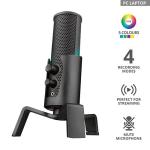 Trust Gaming GXT 258 Fyru Streaming Microphone, 4 Recording Patterns, Gaming Mic with LED Lighting, USB Microphone for Podcast, Vlogging, Music Recording, ASMR, PC, Laptop, PS4, PS5 - Black