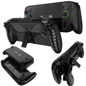 KZIOACSH Case for ASUS ROG Xbox Ally/ASUS ROG Xbox Ally X, Full Protection Lightweight Shock-Absorption Soft TPU Anti-Fingerprint Anti-Scratch Gaming Console Protective Rugged Skin Cover,Black