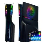 Faceplate for PS5 Side Shell Plates PlayStation 5 Slim Disc Edition Console Replacement Accessory Case Cover Black Plate Anti-Scratch Dust Cover Skin Protector (Black with LEDs Slim Disc Edition)