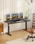 Devoko 160×70cm Electric Height Adjustable Desk, with Monitor Stand, Computer Desk, with 2 Height Memory Functions, for Bedroom Study Office (Black)