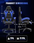 Ergonomic Gaming Chair with LED Lights, Headrest, Lumbar Support, Reclining Backrest, and Adjustable Height for Adults (With Led Light, Blue)