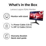 Lenovo Legion R24s Gaming Monitor 23.8" FHD (1920x1080) IPS, 1ms MPRT, 144Hz, Ports HDMI 2.1 + DisplayPort 1.2, DisplayPort Cable included - Raven Black
